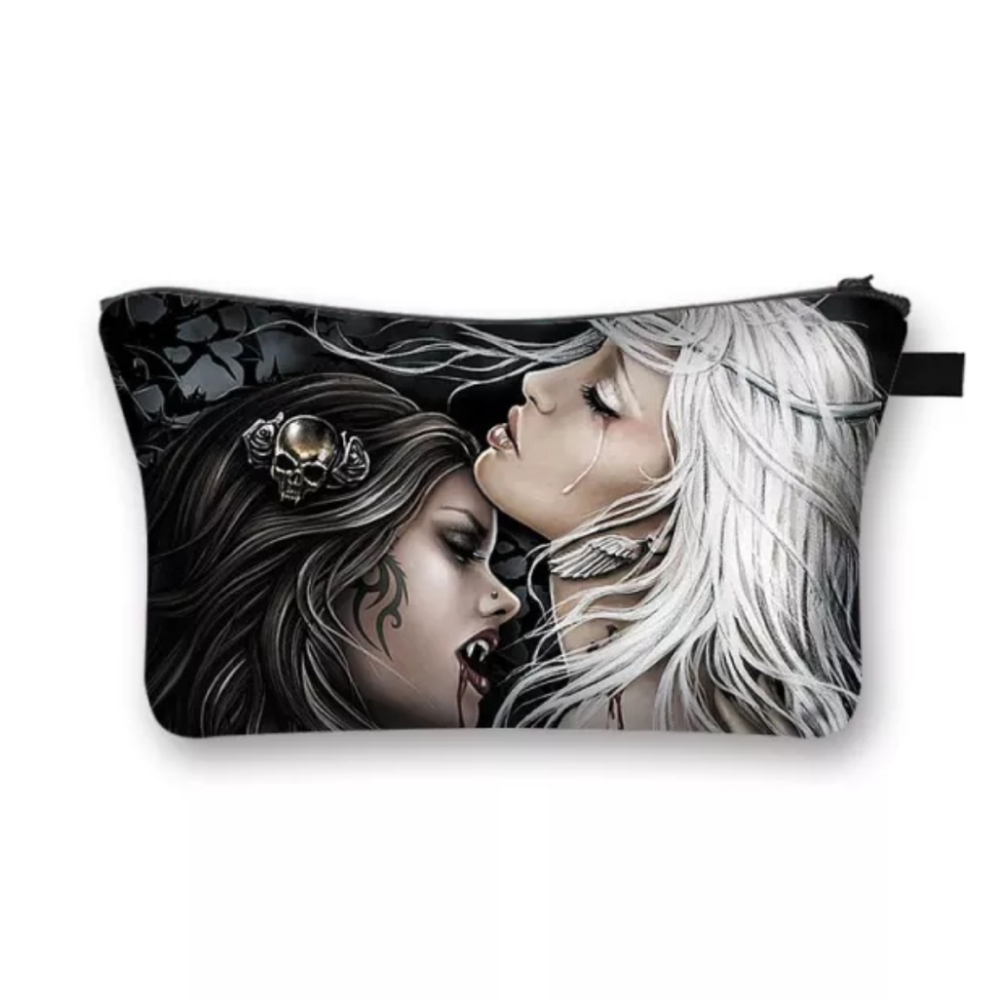 Vampire Girl Cosmetics Makeup Bag Sexy Vampire Girl Bitting Girl Gothic Fantasy